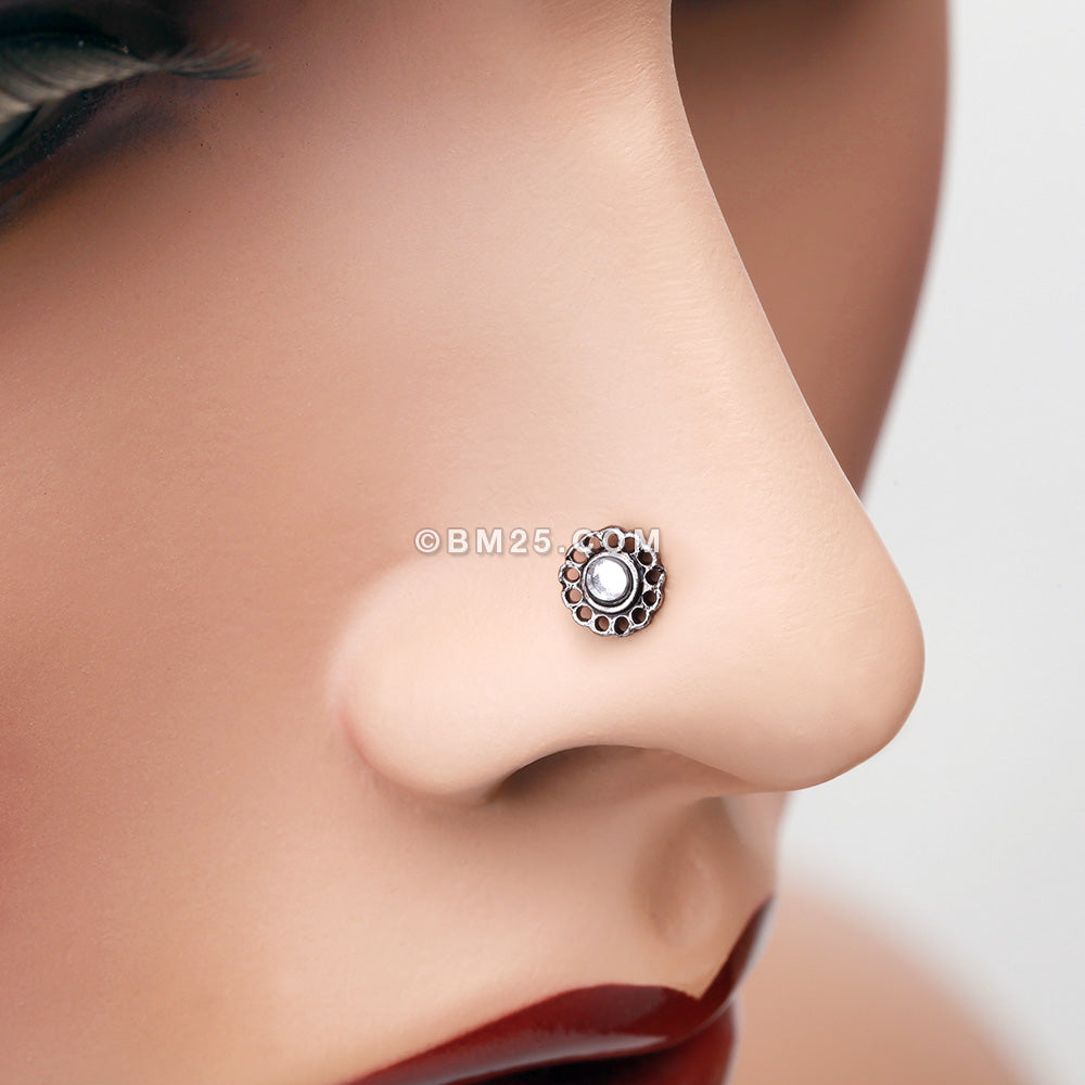 Indian Vertical Cute 14k Real Solid Gold Nose Ring Nose Stud Push Pin –  Karizma Jewels